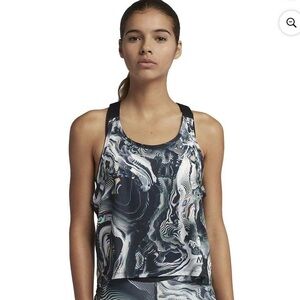 Nike Women's Pro Coral Abstract Blue and White Tank Top